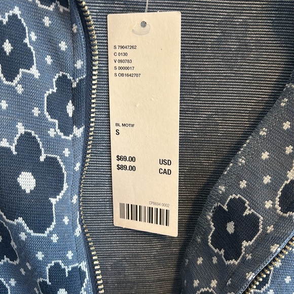 Urban Outfitters Knit Blue Retro Flower Pattern Long sleeve Dress - Picture 4 of 5